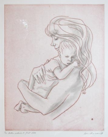 Mother & Child XI (handcoloured) by Louis Kahan