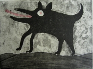 Dog chasing insect by Dean Bowen