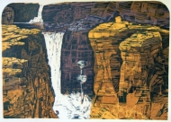 Jim Jim Falls Wood Cut by Geoff LaGerche