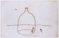 Bottle and flower by Michael Leunig