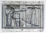 Interior with standing figures and chair by John Waller