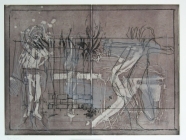 Landscape - prone and standing figure by John Waller